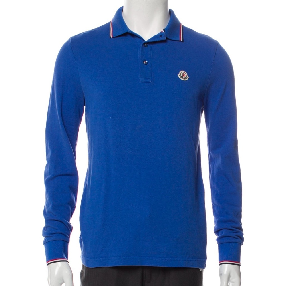 Moncler Long Sleeve Polo Shirt in Blue (Turquoise color) Boys Size 14A